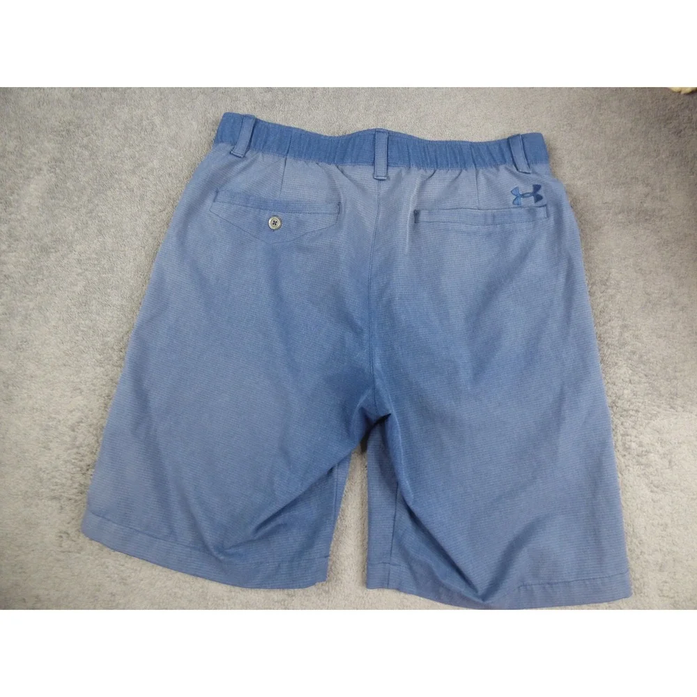 Under Armour Golf Shorts Mens 32 Blue Micro Stripe Performance Flat Front Stretc